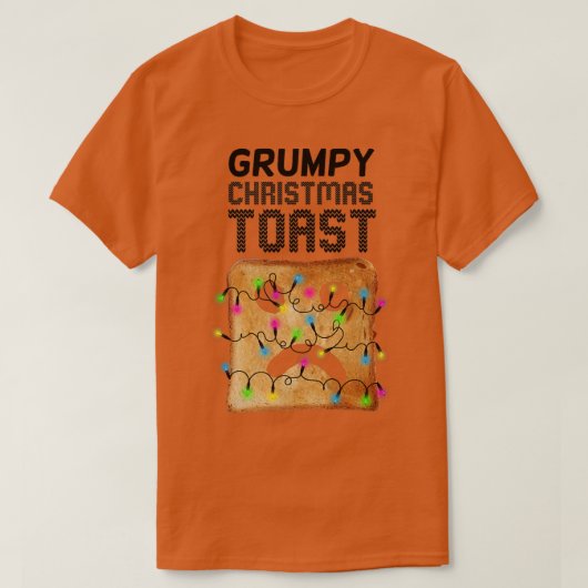 Grumpy Christmas Toast Bread Face Christmas Lights Tシャツ (デザイン正面)