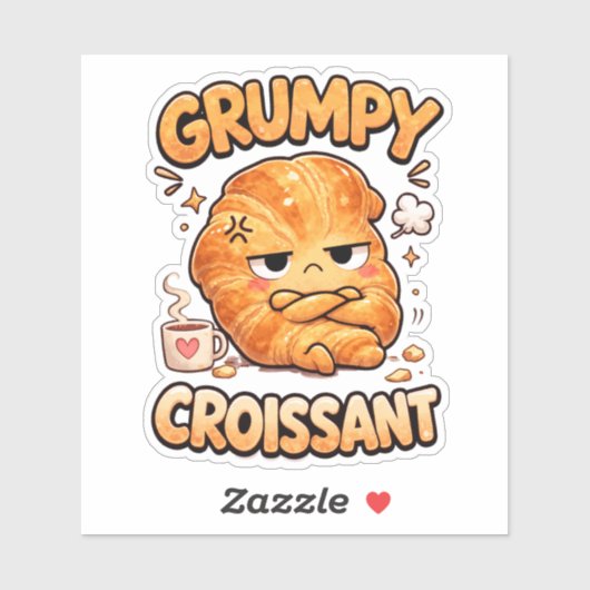 Grumpy Croissant Custom-Cut Vinyl Sticker シール (シート)