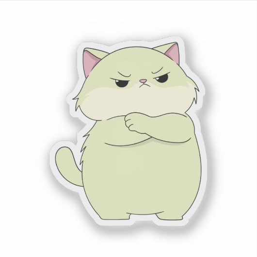 Grumpy Cute Cat Attitude Vinyl Sticker シール (正面)