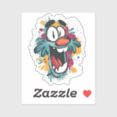 Grumpy Cute Monster Sticker – Quirky Cartoon Face シール (シート)