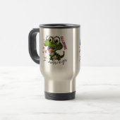 Grumpy Dino Mug - 「朝アレルギーだ」 トラベルマグ (正面左)