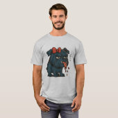 Grumpy Drooling Pug with Red Bow – Funny Dog Attit Tシャツ (正面フル)