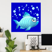 Grumpy Fish Cartoon Poster ポスター (ホームオフィス)