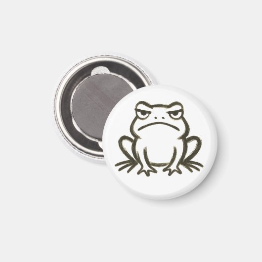 Grumpy Frog – 極簡ブラシストロークの気分 マグネット (正面/裏面)