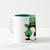 Grumpy Frog Japanese St. Patricks Day Shamrock ツートーンマグカップ (正面左)