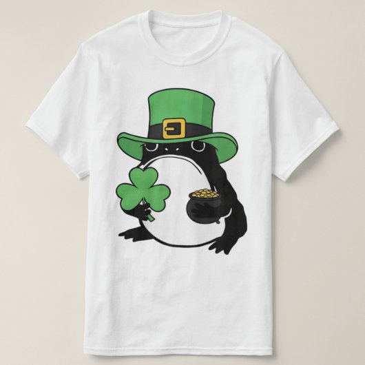 Grumpy Frog Japanese St. Patricks Day Shamrock Tシャツ (デザイン正面)