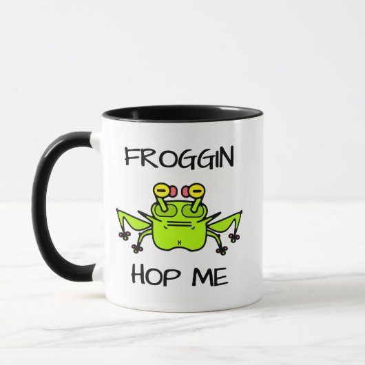 Grumpy Frog Weird Cartoon Creature マグカップ (左)