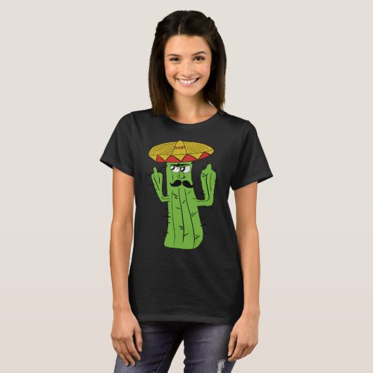 Grumpy Funniest Cactus Mexican Trouble Maker Middl Tシャツ (正面フル)
