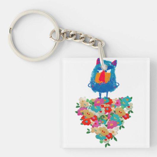 Grumpy Giant on Pastel Blooms キーホルダー (正面)