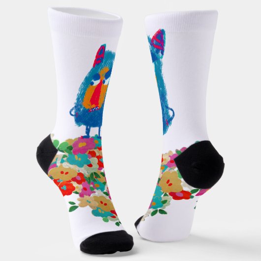 Grumpy Giant on Pastel Blooms ソックス (傾斜あり)