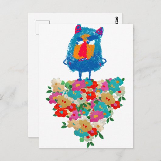 Grumpy Giant on Pastel Blooms ポストカード (正面/裏面)