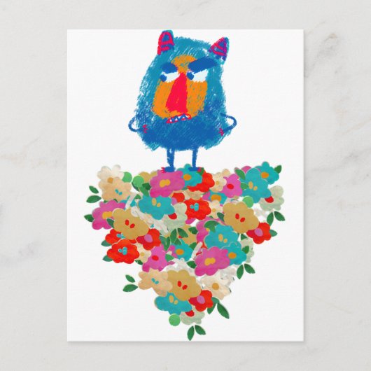 Grumpy Giant on Pastel Blooms ポストカード (正面)