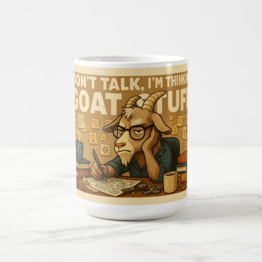 Grumpy Goat Mug – Thinking Goat Stuff Design コーヒーマグカップ (中央)