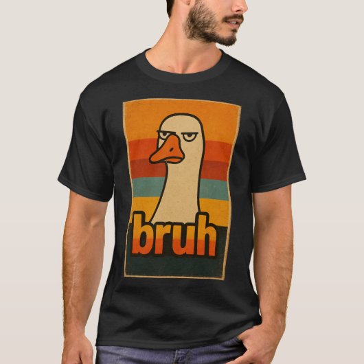 Grumpy Goose “bruh” Meme – Funny Retro Animal Tシャツ (正面)