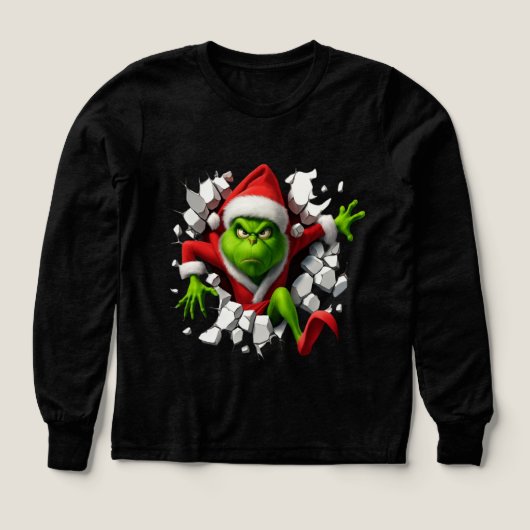 Grumpy Green Christmas Monster Breaking Wall  (デザイン正面)