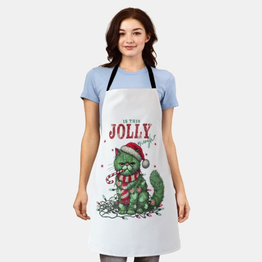 Grumpy Holiday Cat エプロン (着用した状態)