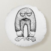 Grumpy Little Monster Indie Art Pillow ラウンドクッション (裏面)