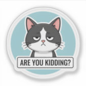 Grumpy Meme Cat – “Are You Kidding?” Funny Cat シール (正面)