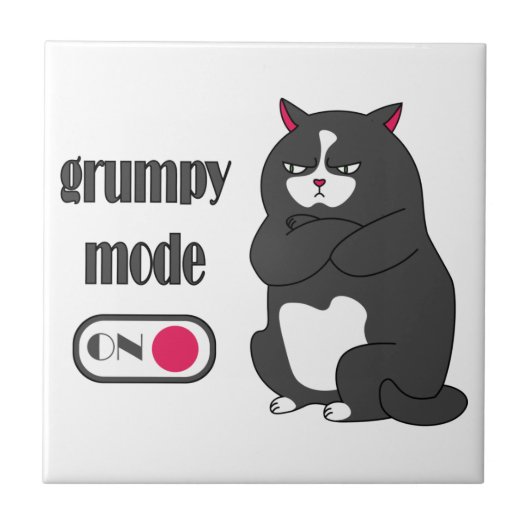 Grumpy mode on funny fat cat タイル (正面)