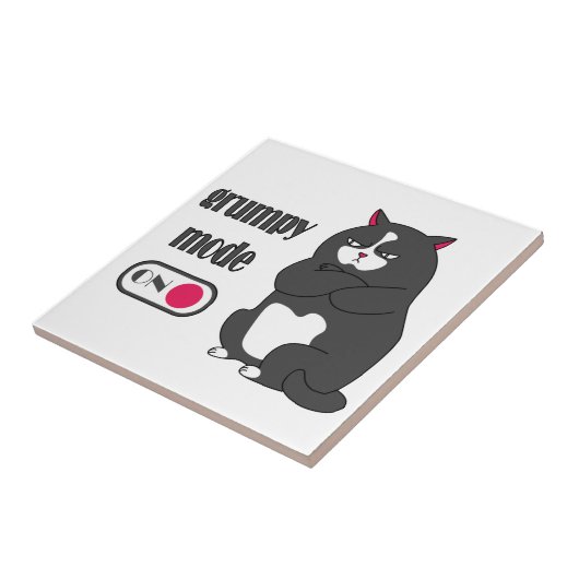 Grumpy mode on funny fat cat  タイル (側面)