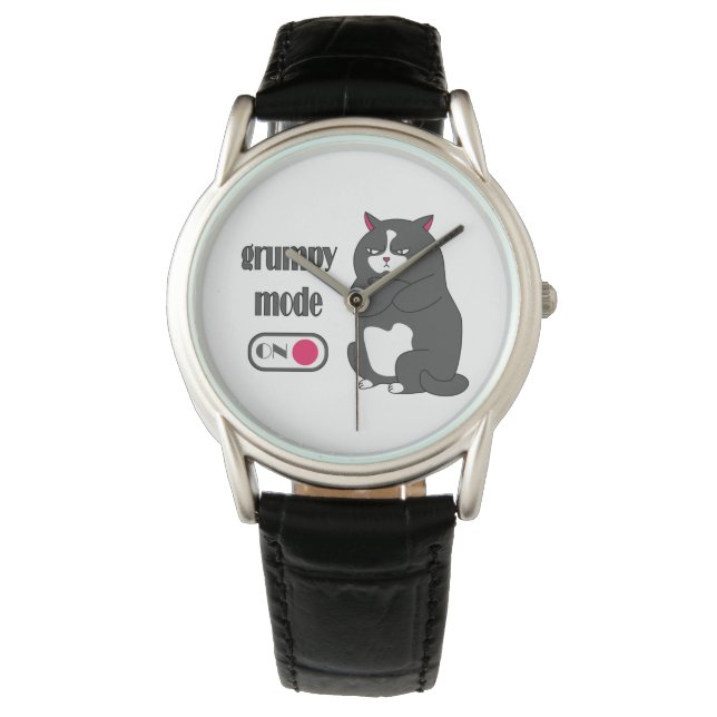 Grumpy mode on funny fat cat 腕時計 (正面)