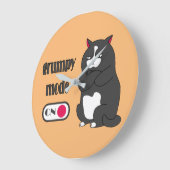 Grumpy mode on funny fat cat large clock ラージ壁時計 (傾斜)