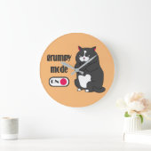 Grumpy mode on funny fat cat large clock ラージ壁時計 (ホーム)