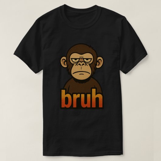 Grumpy Monkey “bruh” Meme – 面白いレトロなサルコメ  Tシャツ (デザイン正面)