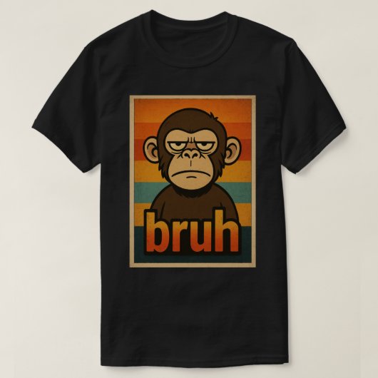 Grumpy Monkey “bruh” Meme – Funny Retro Sarcastic Tシャツ (デザイン正面)