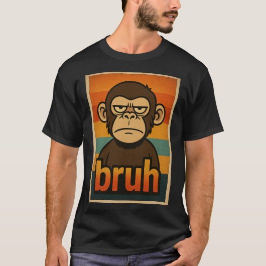 Grumpy Monkey “bruh” Meme – Funny Retro Sarcastic  Tシャツ (正面)