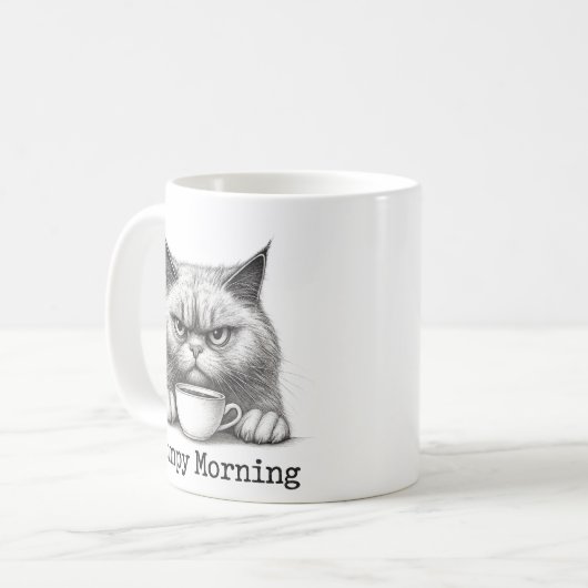 Grumpy Morning Cat Coffee Mug コーヒーマグカップ (正面左)