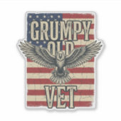 Grumpy Old Vet Patriotic Eagle Flag Shirt Design シール (正面)
