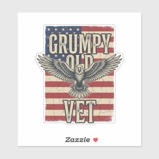 Grumpy Old Vet Patriotic Eagle Flag Shirt Design シール (シート)