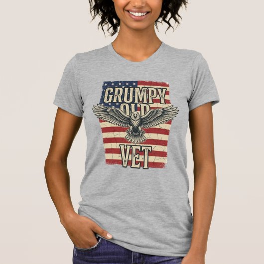 Grumpy Old Vet Patriotic Eagle Flag Shirt Design Tシャツ (正面)