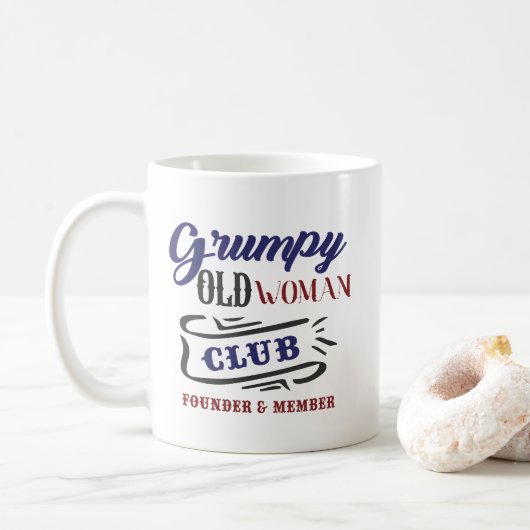 Grumpy Old Woman Club Funny コーヒーマグカップ (ドーナツ)