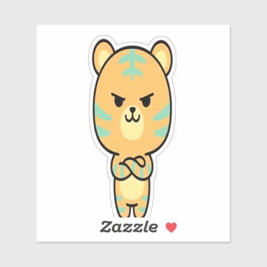 Grumpy Orange Tiger Cute Kawaii Cartoon Sticker シール (シート)