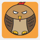 Grumpy Owl Kawaii Sticker スクエアシール (正面)