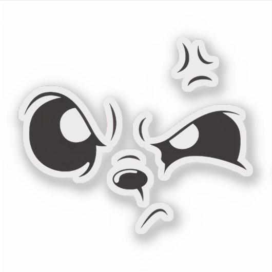 Grumpy Panda Face Minimalist Vinyl Laptop Sticker. シール (正面)