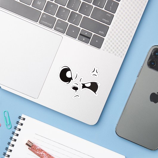 Grumpy Panda Face Minimalist Vinyl Laptop Sticker. シール (ノートパソコンとiPhone)