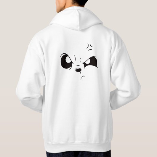 Grumpy Panda Face Minimalist White Oversized Hoodi パーカ (裏面)
