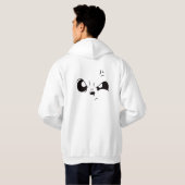 Grumpy Panda Face Minimalist White Oversized Hoodi パーカ (裏面フル)