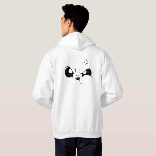 Grumpy Panda Face Minimalist White Oversized Hoodi パーカ (裏面フル)