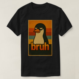 Grumpy Penguin “bruh” Meme – Funny Retro Vintage  Tシャツ