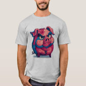 Grumpy Piggy Style – かわいい怒ったブタのキャラクターTシャツ Tシャツ (正面)