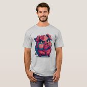 Grumpy Piggy Style – かわいい怒ったブタのキャラクターTシャツ Tシャツ (正面フル)