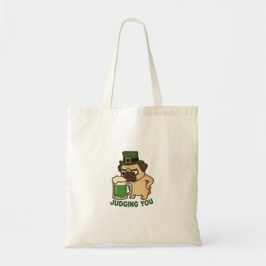 Grumpy Pug Judging You St.Patrick's Day トートバッグ (正面)