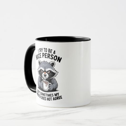 Grumpy Raccoon Coffee Mug マグカップ (正面左)