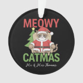 Grumpy Santa Cat Holiday Illustration Funny Meowy  オーナメント (正面)