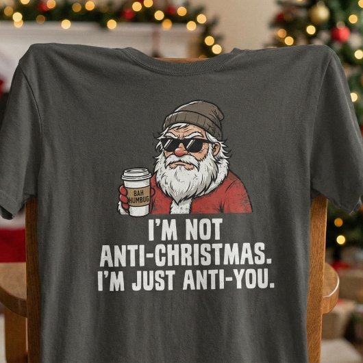 Grumpy Santa Coffee Bah Humbug Christmas Anti you Tシャツ