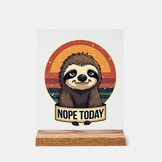 Grumpy Sloth Vintage Funny Retro Shirt Design アクリルサイン (正面)